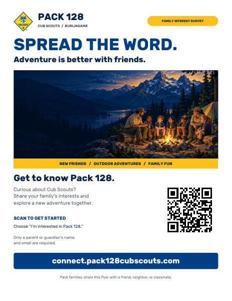 Preview of the Pack 128 Spread the Word flyer